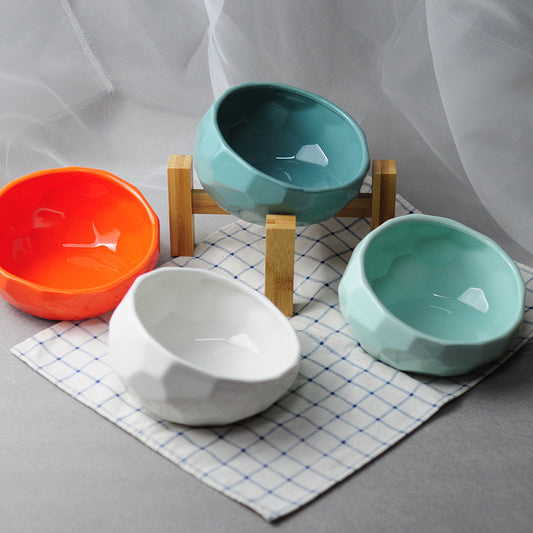 Elevated Ceramic Bowl with Tilted Design